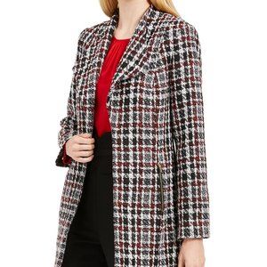 Calvin Klein Women's Tweed Plaid Topper Jacket Red Size 12, Like New